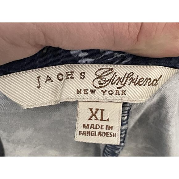 JACHS Girlfriend Shorts Womens XL Navy Blue Floral Print Stretch Zip Fly Pockets - Picture 8 of 10